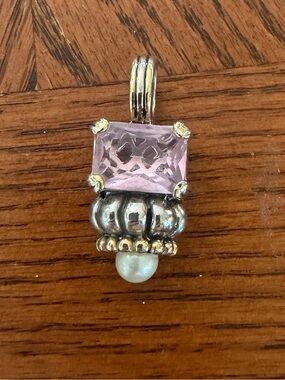 Pink Stone & Pearl Style Bead Pendant